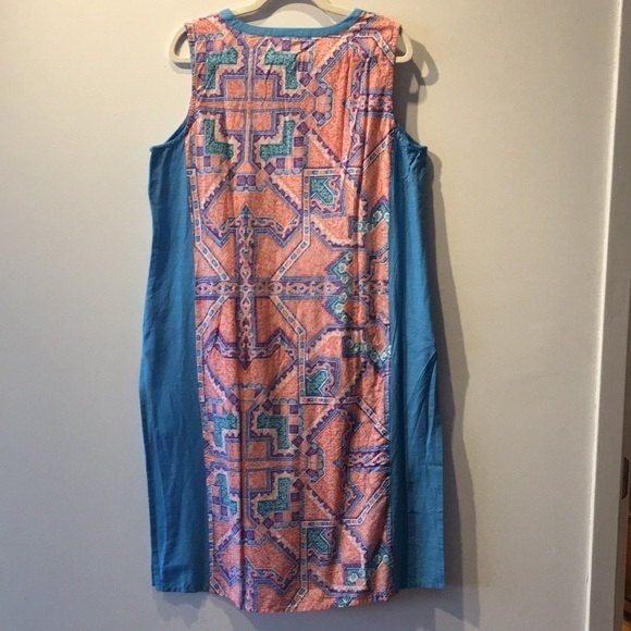 Aurelia XXL Kurta Sleeveless Pink Blue Pattern Indian Attire 100% Cotton - Picture 9 of 13